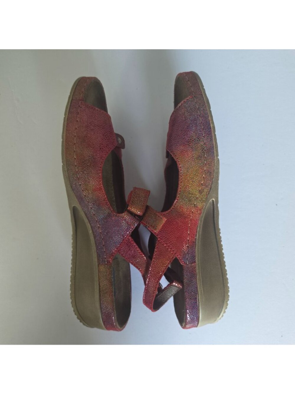 Wolky Comfort Travel Red Leather Adjustable Walking Sandals. Size US 11.5-12 - Picture 2 of 8